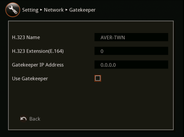 3. Il Gatekeeper serve per tradurre gli identificativi E.164 in indirizzi IP all interno di una rete H.323. Nome H.323: il gatekeeper utilizzerà questo nome per identificare il sistema. Estensione H.