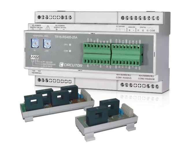 TR8 - TR16 Dispositivi di controllo delle correnti di stringa Le centraline TR8-RS485 e TR16-RS485 costituiscono il principale elemento di misura sul lato c.c. di un impianto fotovoltaico in quanto consentono di misurare i parametri elettrici tensione e corrente in uscita dalle stringhe di pannelli fotovoltaici.