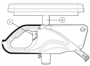 10.6.3 Installazione del bracciolo estraibile a T e della protezione laterale rigida Installare il morsetto (1) sul tubo superiore del telaio ad una distanza di 160 mm (6 1/4") dal tubo posteriore