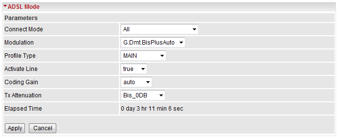 6.2.3 ADSL Mode In questa sezione è possibile configurare tutti i parametri relativi all interfaccia ADSL.