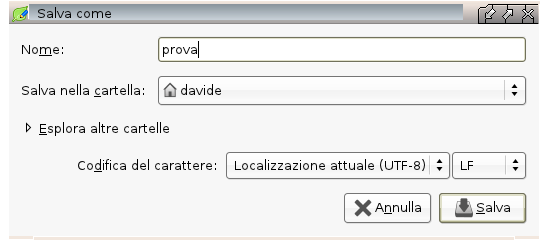 Salvare il documento Per conservare il documento e' necessario salvarlo, ossia memorizzarlo per poterlo rielaborare in un secondo momento, ad es.