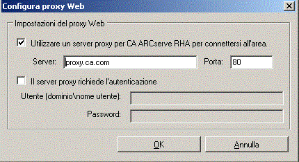 Configurazione del proxy Web per la connessione al servizio cloud Configurazione del proxy Web per la connessione al servizio cloud Se si desidera utilizzare l'opzione Utilizzare il proxy per la