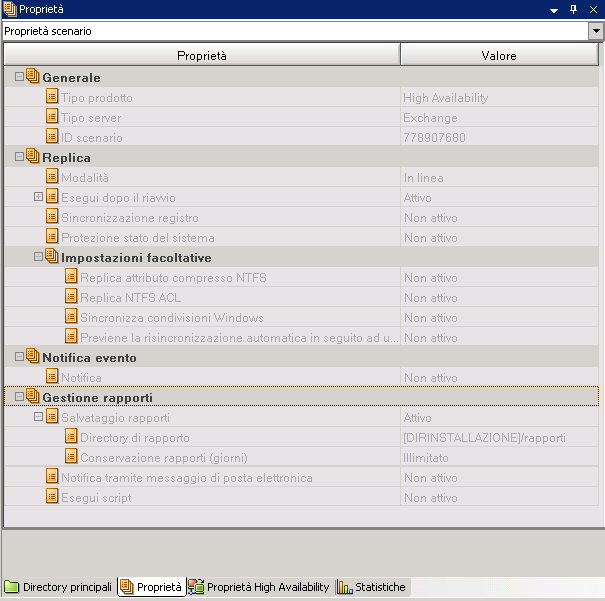 Esplorazione della schermata Gestione di CA ARCserve RHA Il riquadro Struttura viene visualizzato a destra.