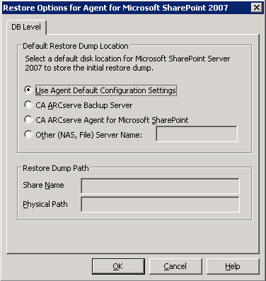 Finestra di dialogo Opzione ripristino a livello di database in SharePoint 2007 Finestra di dialogo Opzione ripristino a livello di database in SharePoint 2007 I processi di ripristino creati possono