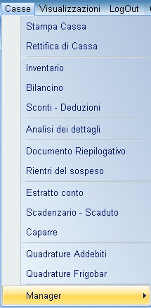 Cassa Per Cassa si intendono tutte le funzioni contabili che derivano dalla fase del check out. Le funzioni della Cassa sono riportate di seguito.