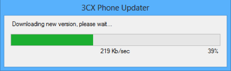 Immagine schermo Notifica di aggiornamento 3CXPhone Una volta che l'utente accetta l'aggiornamento, si avvierà il download della nuova installazione del 3CX Phone: Immagine schermo 3CX Phone download