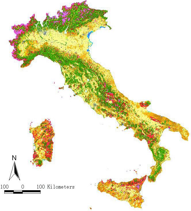 Il primo livello comprende 5 voci generali che abbracciano le maggiori categorie di copertura sul pianeta. Il secondo livello comprende 15 voci, adatte ad una rappresentazione a scale di 1:500.000/1.