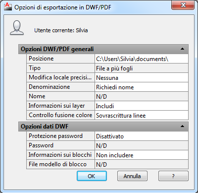 Interscambio dati 2D Figura 7.7 Finestra di dialogo Opzioni di esportazione in DWF/PDF il formato dwf DWF è l acronimo di Design Web Format. Nel 1996, Autodesk ha introdotto il formato DWF.
