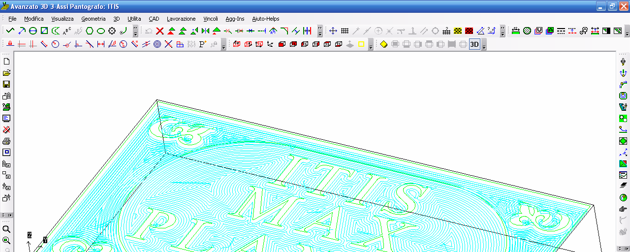 Software per disegno 2D-3D ALPHACAM Questo software, in pratica, è un CAD 3D con particolarità CAM. Si può disegnare qualsiasi oggetto comprese scritte 2D-3D.