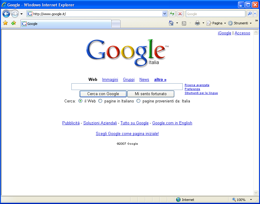 Usare Internet Explorer 7.