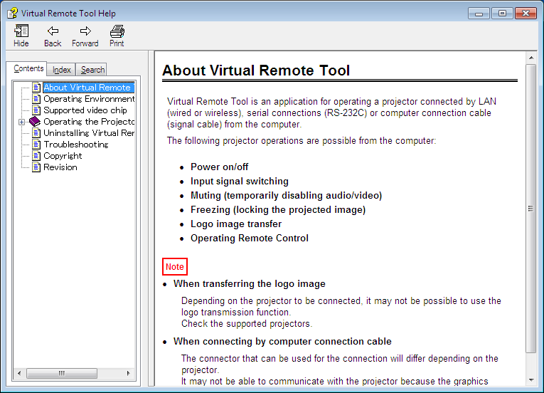 3. Funzioni utili Chiusura di Virtual Remote Tool 1 Fate clic sull icona di Virtual Remote Tool sulla barra delle applicazioni. Sarà visualizzato il menu a comparsa. 2 Fate clic su Exit.