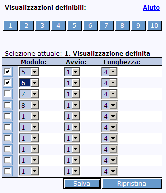 Configurazione Sunny Matrix: