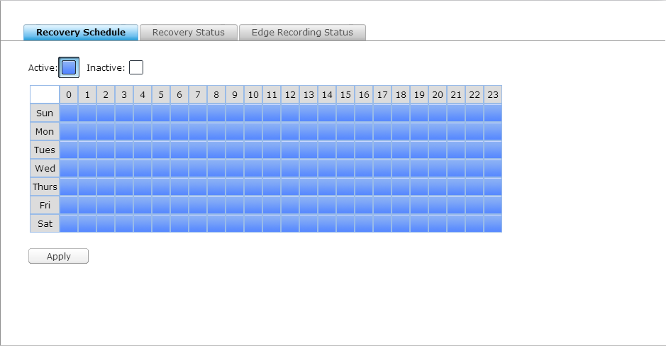 7.4 Gestione del recupero Questa pagina è relativa alla funzione di registrazione Edge.