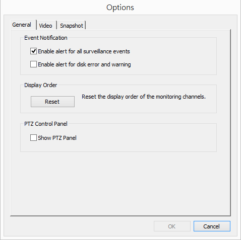 5.1.5 Impostazioni del monitor Per configurare le impostazioni avanzate del monitor, fare clic su. Le seguenti opzioni sono fornite nella scheda Generale.