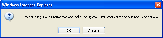 dei dischi rigidi. Se si desidera riformattare i dischi, fare clic su Sì.