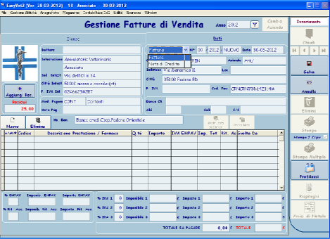 9. per inserirne altre successive fare click su per ogni nuovo rigo; 10. e possibile aggiungere eventuali Prestazioni precedentemente effettuate e non fatturate(fare click sull icona ); 11.