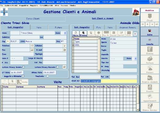 5 Assegnazione della Voce di Studio di Settore corrispondente per ciascun record (Prestazioni, Tipologia della clientela e Tipologia animali) nelle anagrafiche.