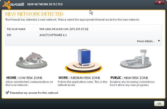 Dopo aver riavviato il computer, verrà chiesto quale modalità del firewall dovrà essere utilizzata per la vostra connessione: Le tre impostazioni disponibili determinano i rapporti tra la propria