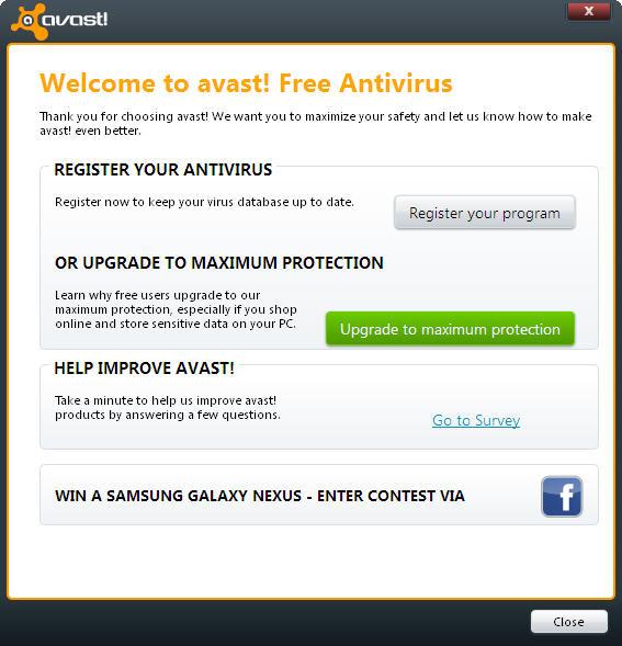Antivirus Free è completamente gratuito ma è necessario registrare il proprio uso del prodotto entro 30 giorni.