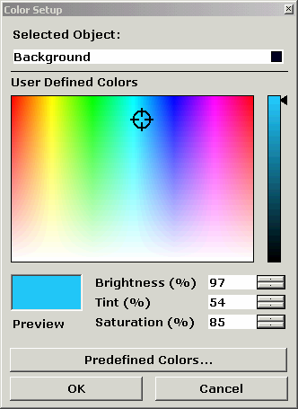 Setup di 2. Selezionate l opzione User Defined Colors mediante i tasti cursore e confermate la scelta premendo il tasto ENTER.. 3. Nel submenu colori del display premete il softkey Select Object.