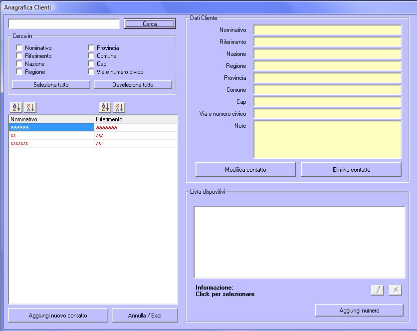 5.3 Rubrica System evolution 4.0 è comprensivo di una rubrica per memorizzare i contatti dei clienti che utilizzano la telegestione.