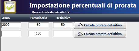 Quindi, dalla procedura di calcolo del prorata, clicchiamo sul pulsante CALCOLA PRORATA DEFINITIVO posizionato in corrispondenza dell esercizio gestito.