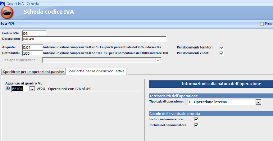 ATTENZIONE Nel primo paragrafo dell ultimo capitolo, abbiamo visto che il programma calcola AUTOMATICAMENTE la percentuale di prorata definitiva.