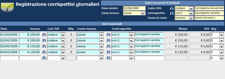 LA VENTILAZIONE DEI CORRISPETTIVI CAPITOLO I LE REGISTRAZIONI CONTABILI DI ESERCIZIO 1) LA REGISTRAZIONE DEI CORRISPETTIVI Come noto, per i corrispettivi soggetti a ventilazione l aliquota IVA non è