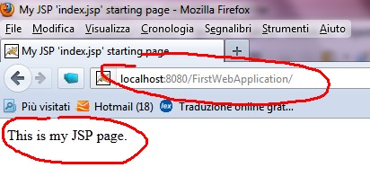 NOTA: viene caricata la pagina 'index.jsp' per default poiché nel deployment descriptor 'web.