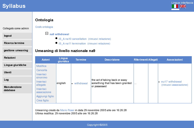 Capitolo 8 - Manuale d'uso di Syllabus 8.3.2 Visualizzazione umeaning Figura 8.