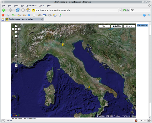 4 Gestione delle mappe Figura 4.10. Schermata della mappa di Google Maps Hybrid sovrappone le prime due.