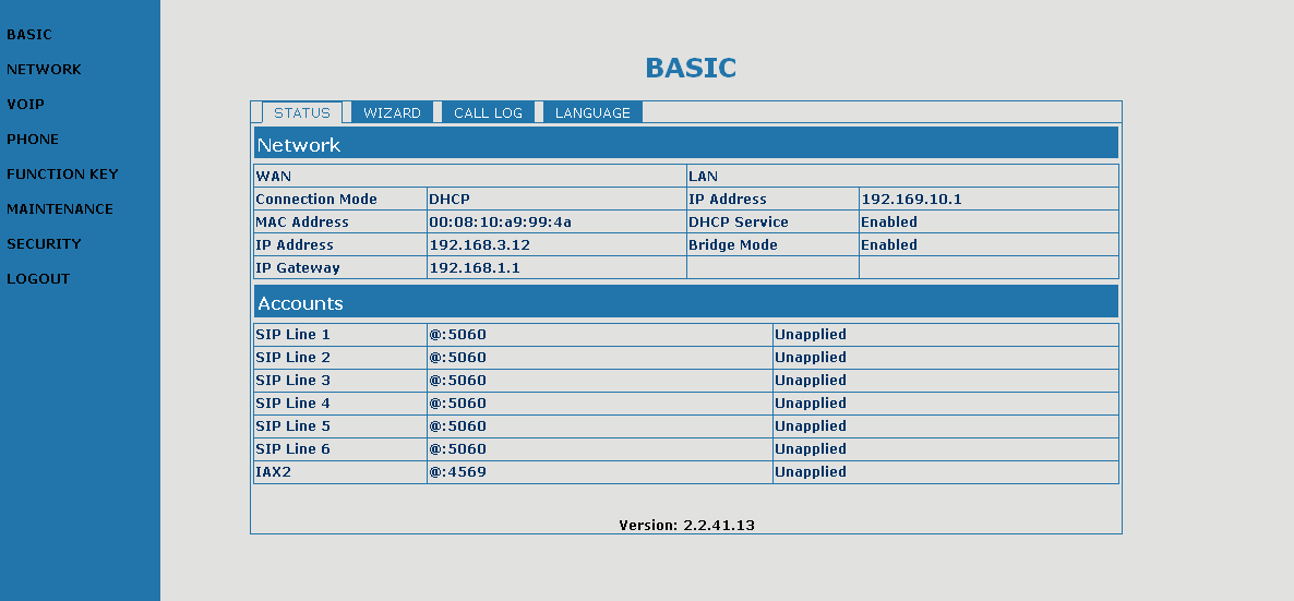 Programmazione via Web Anche se tutte le programmazioni sono disponibili anche attraverso la tastiera ed il display del telefono direttamente è sicuramente più semplice ed efficace programmare il