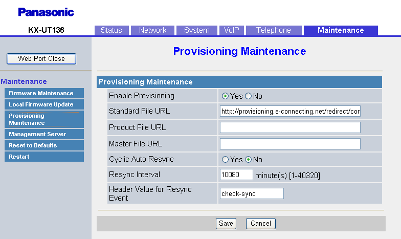 4.7.3 Provisioning Maintenance Nessuna limitazione Non vi sono limitazioni per l immissione nel campo.