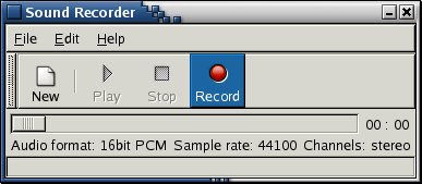 3. Il software Figura 3.1.: Il programma Gnome Sound Recorder Prima fase (pressione del tasto record ).
