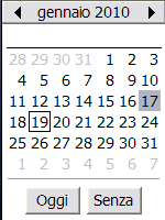 Figura 65: Calendario apribile I campi Chilometraggio, Pedaggi e Hotel sono campi numerici. Inserite i valori direttamente al loro interno, oppure utilizzate le frecce su e giù.