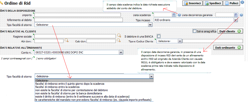 17.3.1. Ri.Ba. Per le modalità di gestione delle singole disposizioni e/o delle distinte, si rimanda al capitolo 17. Disposizioni.