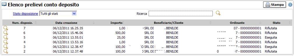 Nella funzione Prelievo, è possibile effettuare operazioni di trasferimento di somme libere da vincoli: I codici IBAN disponibili nella sezione Dati del Beneficiario, sono quelli preventivamente