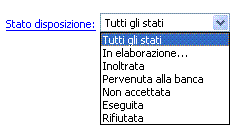 17.1. Lista Dalla Lista, accedi alla lista delle disposizioni e/o delle distinte: le disposizioni spedite direttamente dalla maschera di inserimento (nella modalità descritta al capitolo 17.