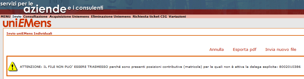 Adesso, quindi, tutti gli utenti che si collegano al sito con il proprio PIN e vogliono inviare (o compilare on line) UniEMens, sono soggetti a