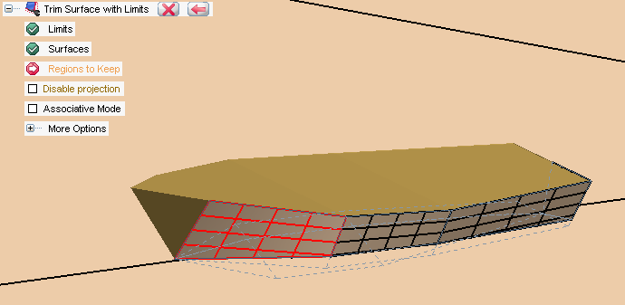 34 Fig. 3.15 Trim delle superfici immerse dello scafo.