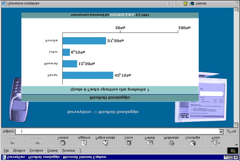 Visualizzazione dei risultati: VoiceSurvey permette di conoscere i risultati dei sondaggi sia in termini percentuali, sia in termini assoluti (numero totale di messaggi ricevuti, divisi per tipologia