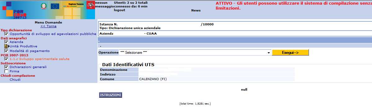 Accedendo alla voce del menù Unità Produttive si apre una pagina in cui vengono elencate tutte le Unità Produttive 2 facenti capo all impresa (Fig.19). Fig.