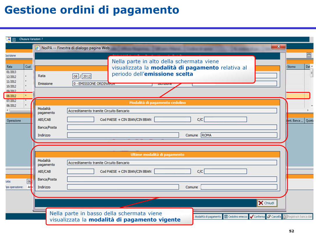 Si apre così una schermata di consultazione così strutturata: nella parte centrale viene visualizzata la modalità di