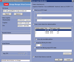 IBM Tivoli Storage Manager for Virtual Environment File restore User lancia DP for VE Restore Agent per il mount della partizione sceglie TSM node name sceglie il VM, recovery point sceglie e monta