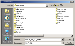 Fare clic sul pulsante Salva (vedi fig. 2.3). Fig. 2.3 Finestra di download del file CardOS_API_2_2_build66.