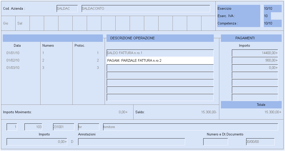 Si può indicare un annotazione per ciascun documento che potrà essere modificata in qualsiasi momento, con l apposito tasto funzione F7 attivo in corrispondenza del campo Importo di ciascun rigo.