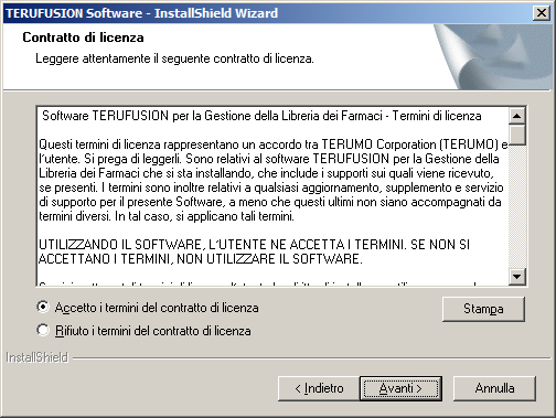 9) Se, dopo aver letto il Contratto di licenza, se ne accetta il contenuto, selezionare il pulsante di opzione [Accetto i termini del