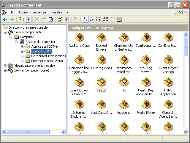 5. Nella struttura ad albero di sinistra accedere al seguente percorso: Servizi componenti > Computer > Risorse del computer > Config DCOM Se