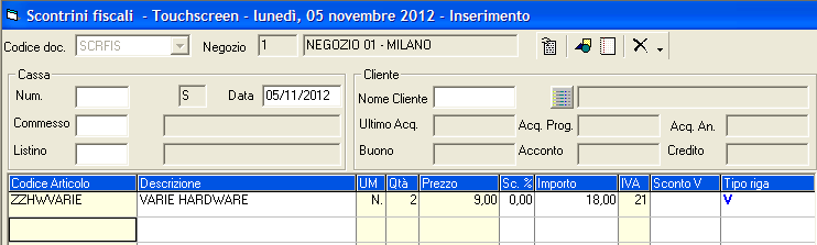 quantità e importo per la riga di vendita assegnata al reparto. Per fare ciò: 1.