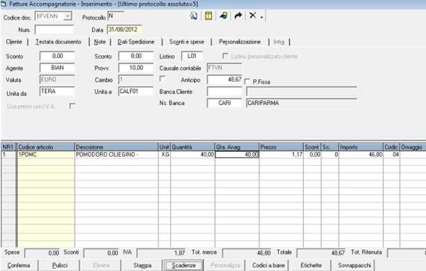 data di incasso in un unica registrazione con l importo totale incassato in Dare e i dettagli per partita di ogni singolo documento in Avere Vengono chiuse le partite e aggiornate le scadenze in base